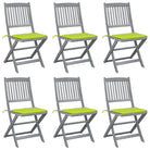 Moderne massief acaciahout tuinstoelen met kussens voor buiten eten - Heldergroen / 6 - Tuinstoelen