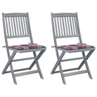Moderne massief acaciahout tuinstoelen met kussens voor buiten eten - Rood ruitpatroon / 2 - Tuinstoelen