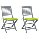 Moderne massief acaciahout tuinstoelen met kussens voor buiten eten - Heldergroen / 2 - Tuinstoelen