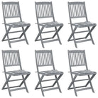 Moderne massief acaciahout tuinstoelen met kussens voor buiten eten - Grijs ruitpatroon / 6 - Tuinstoelen