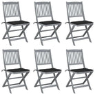 Moderne massief acaciahout tuinstoelen met kussens voor buiten eten - Zwart / 6 - Tuinstoelen