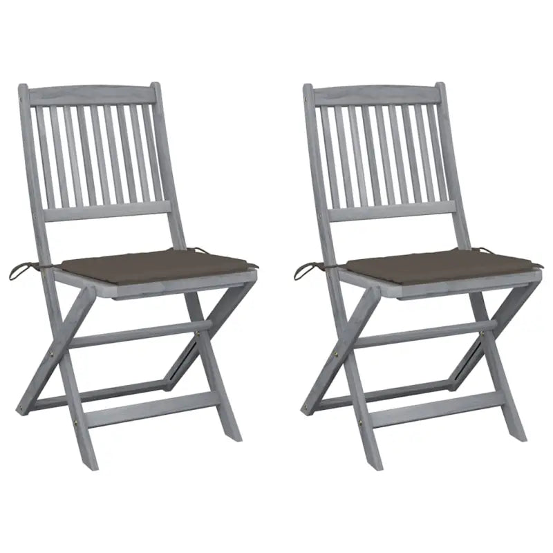 Moderne massief acaciahout tuinstoelen met kussens voor buiten eten - Taupe / 2 - Tuinstoelen