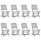Moderne massief acaciahout tuinstoelen met kussens voor buiten eten - Crème / 8 - Tuinstoelen