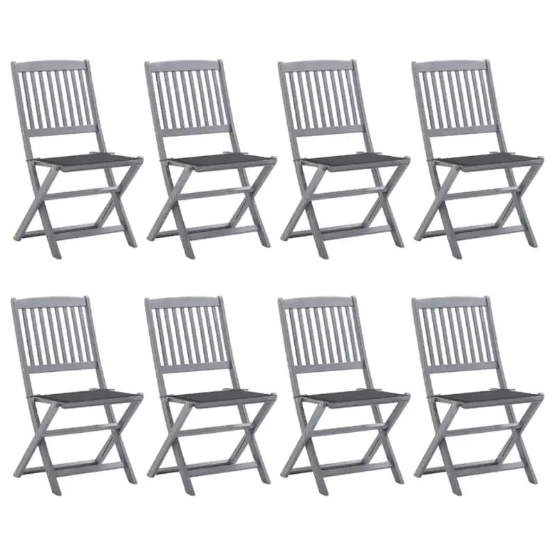 Moderne massief acaciahout tuinstoelen met kussens voor buiten eten - Antraciet / 8 - Tuinstoelen