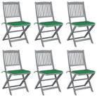 Moderne massief acaciahout tuinstoelen met kussens voor buiten eten - Groen / 6 - Tuinstoelen