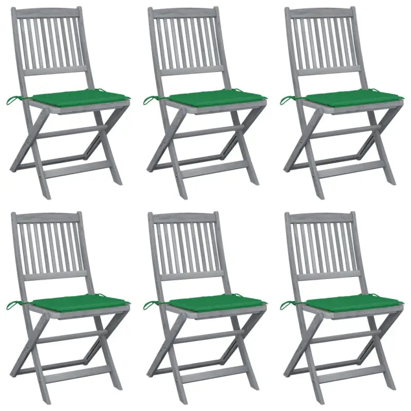 Moderne massief acaciahout tuinstoelen met kussens voor buiten eten - Groen / 6 - Tuinstoelen