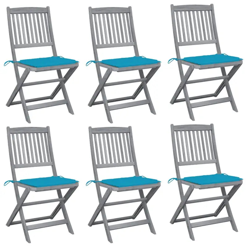Moderne massief acaciahout tuinstoelen met kussens voor buiten eten - koningsblauw / 6 - Tuinstoelen