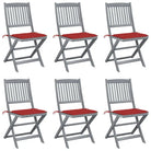 Moderne massief acaciahout tuinstoelen met kussens voor buiten eten - Rood / 6 - Tuinstoelen