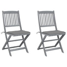 Moderne massief acaciahout tuinstoelen met kussens voor buiten eten - Grijs / 2 - Tuinstoelen