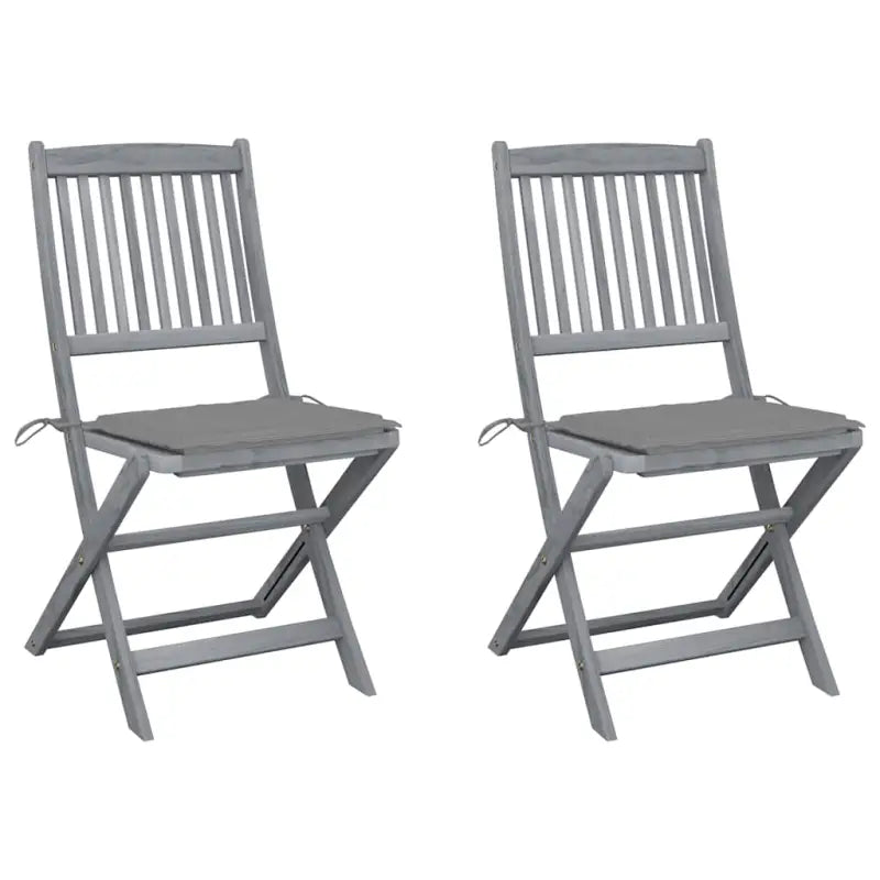 Moderne massief acaciahout tuinstoelen met kussens voor buiten eten - Grijs / 2 - Tuinstoelen