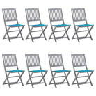 Moderne massief acaciahout tuinstoelen met kussens voor buiten eten - Blauw / 8 - Tuinstoelen