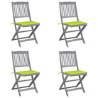 Moderne massief acaciahout tuinstoelen met kussens voor buiten eten - Heldergroen / 4 - Tuinstoelen