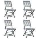 Moderne massief acaciahout tuinstoelen met kussens voor buiten eten - Grijs ruitpatroon / 4 - Tuinstoelen