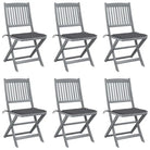 Moderne massief acaciahout tuinstoelen met kussens voor buiten eten - Antraciet / 6 - Tuinstoelen