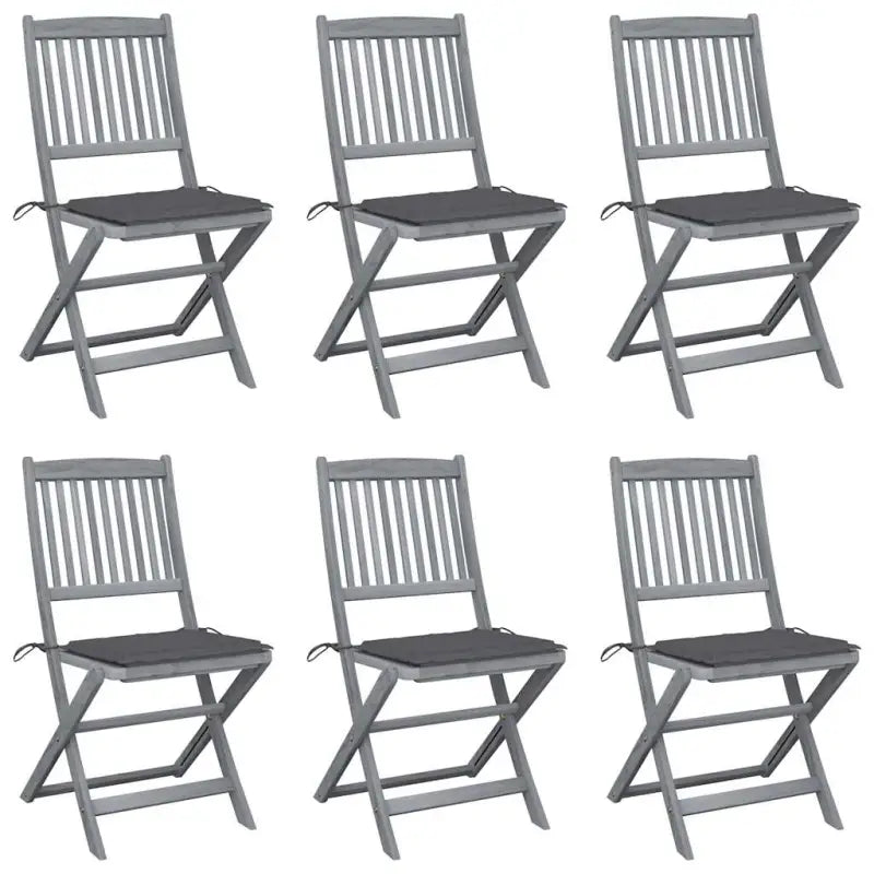 Moderne massief acaciahout tuinstoelen met kussens voor buiten eten - Antraciet / 6 - Tuinstoelen
