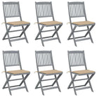 Moderne massief acaciahout tuinstoelen met kussens voor buiten eten - Beige / 6 - Tuinstoelen