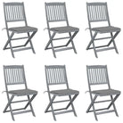Moderne massief acaciahout tuinstoelen met kussens voor buiten eten - Grijs / 6 - Tuinstoelen