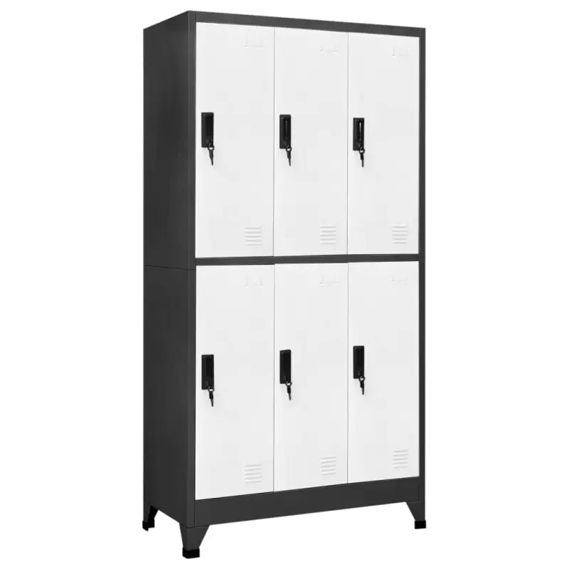 Moderne metalen opbergkast voor kantoorruimte - Antraciet en wit / 1 / Met 6 lockers - Opbergkasten & lockerkasten