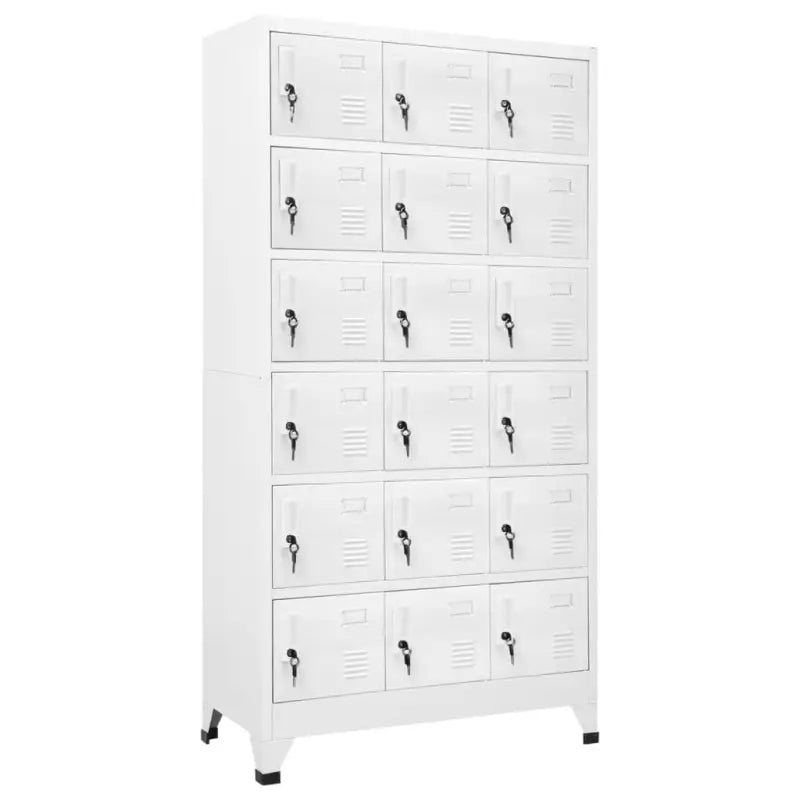 Moderne metalen opbergkast voor kantoorruimte - Grijs / 1 / Met 18 lockers - Opbergkasten & lockerkasten
