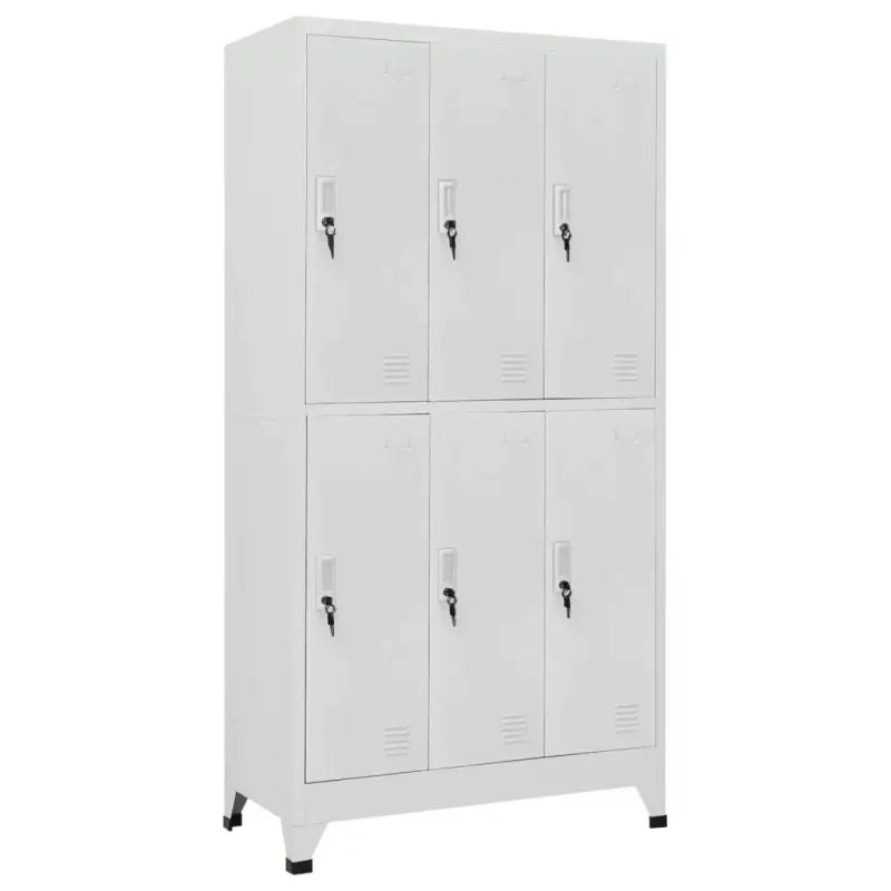 Moderne metalen opbergkast voor kantoorruimte - Grijs / 1 / Met 6 lockers - Opbergkasten & lockerkasten