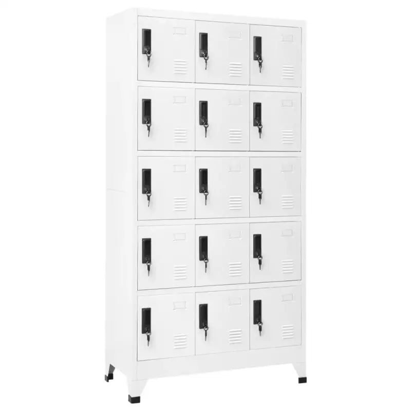 Moderne metalen opbergkast voor kantoorruimte - Wit / 1 / Met 15 lockers - Opbergkasten & lockerkasten