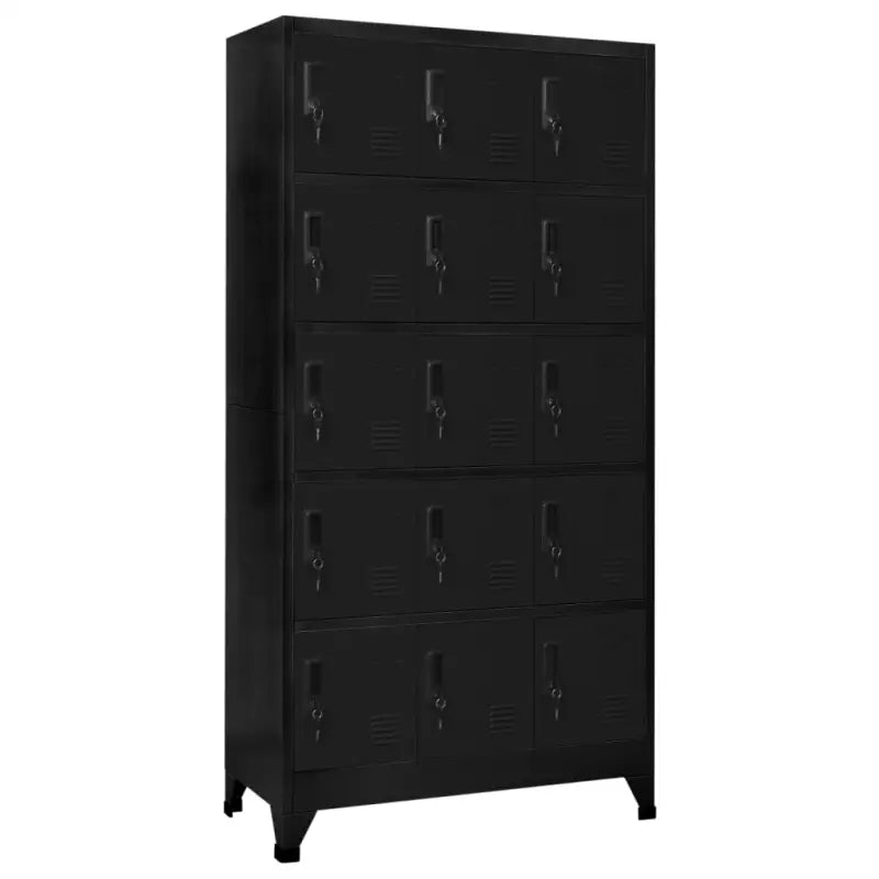 Moderne metalen opbergkast voor kantoorruimte - Zwart / 1 / Met 15 lockers - Opbergkasten & lockerkasten