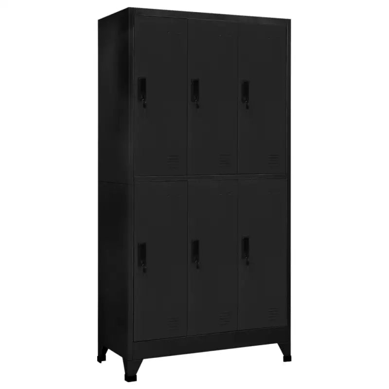 Moderne metalen opbergkast voor kantoorruimte - Zwart / 1 / Met 6 lockers - Opbergkasten & lockerkasten