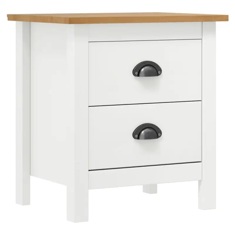 Moderne Nachtkast met Twee Lades voor Organisation en Stijl - Wit en bruin / 1 - Nachtkastjes