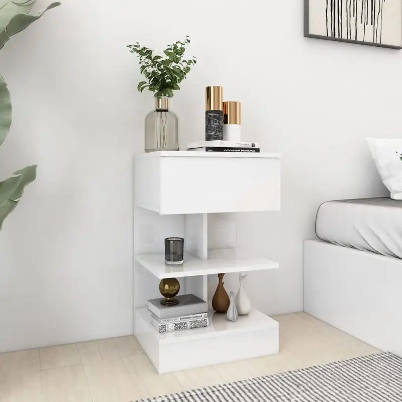Moderne Nachtkastjes met Duurzame Constructie - Hoogglans wit / 1 - Nachtkastjes
