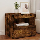Moderne Nachtkastjes met LED en Grijs Sonoma hout voor elke slaapkamer - Gerookt eiken / 2 - Nachtkastjes