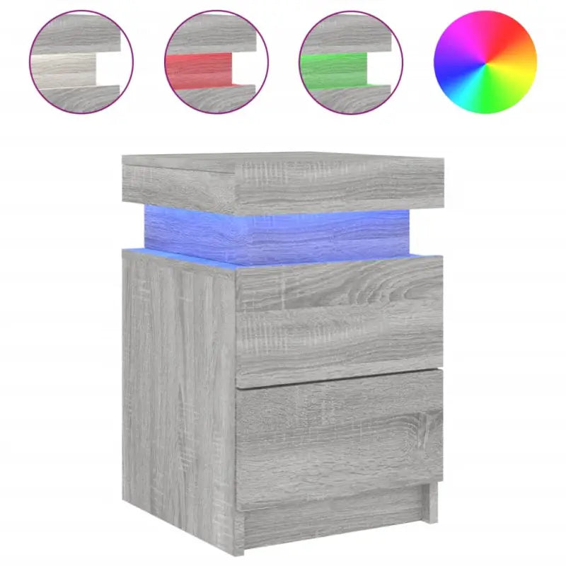 Moderne nachtkastjes met LED-verlichting in grijs sonoma stijl - Nachtkastjes