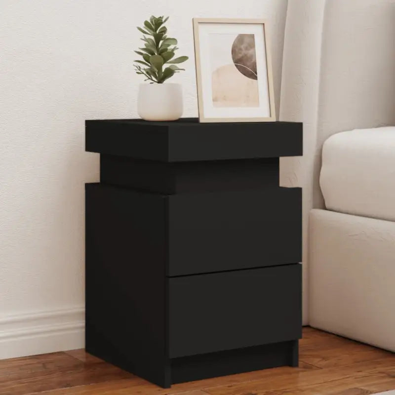 Moderne nachtkastjes met LED-verlichting in grijs sonoma stijl - Zwart / 2 - Nachtkastjes