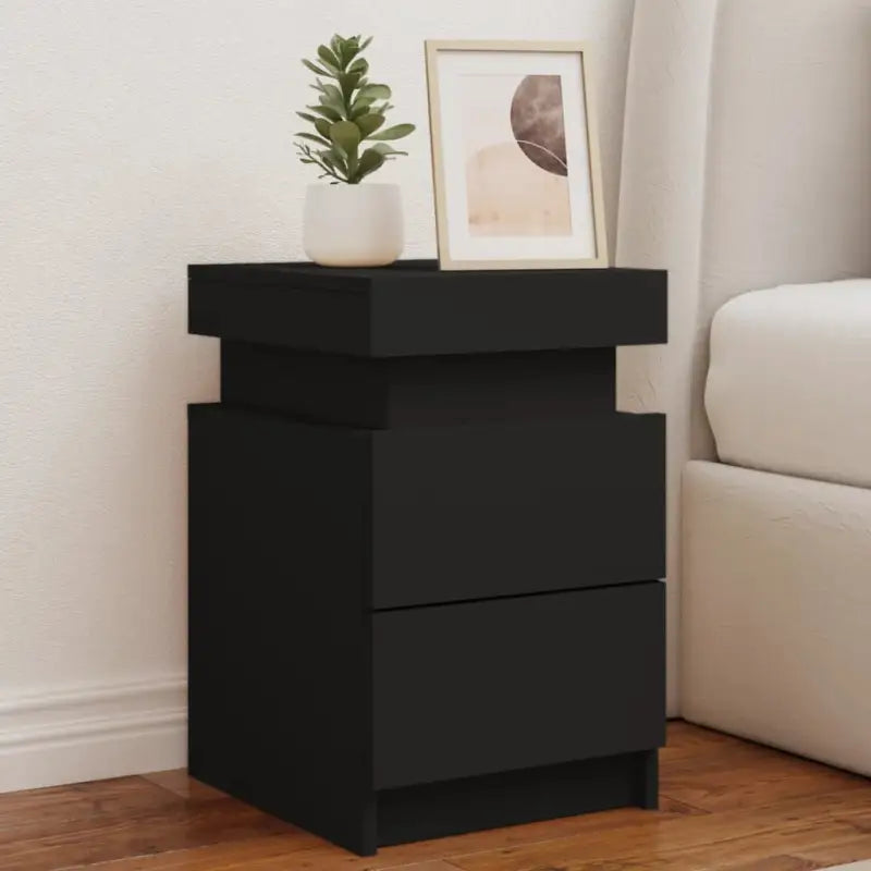 Moderne nachtkastjes met LED-verlichting in grijs sonoma stijl - Zwart / 1 - Nachtkastjes