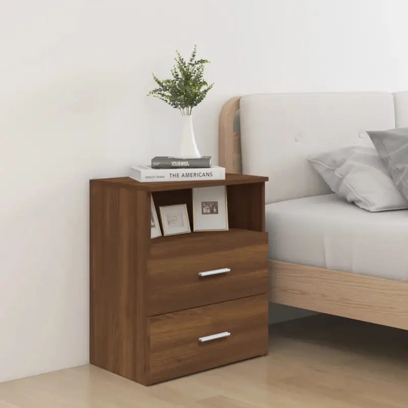 Moderne nachtkastjes met opbergruimte voor een strakke slaapkamerstijl - bruin eikenkleur / 1 - Nachtkastjes