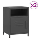 Moderne nachtkastjes met open schap van staal voor je interieur - Antraciet / 2 - Nachtkastjes