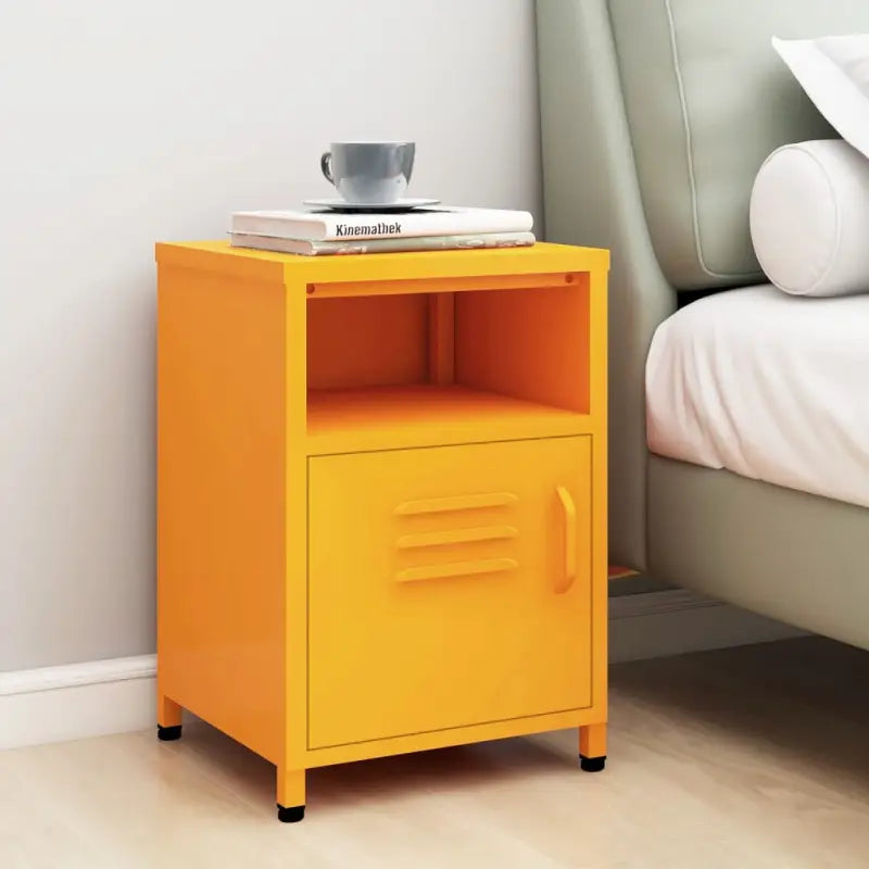 Moderne nachtkastjes met open schap van staal voor je interieur - Mosterdgeel / 1 - Nachtkastjes