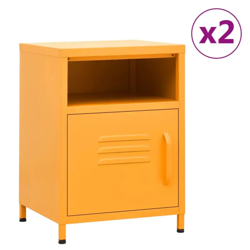 Moderne nachtkastjes met open schap van staal voor je interieur - Mosterdgeel / 2 - Nachtkastjes