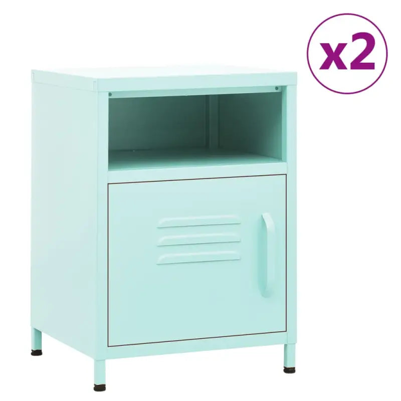 Moderne nachtkastjes met open schap van staal voor je interieur - Mintgroen / 2 - Nachtkastjes