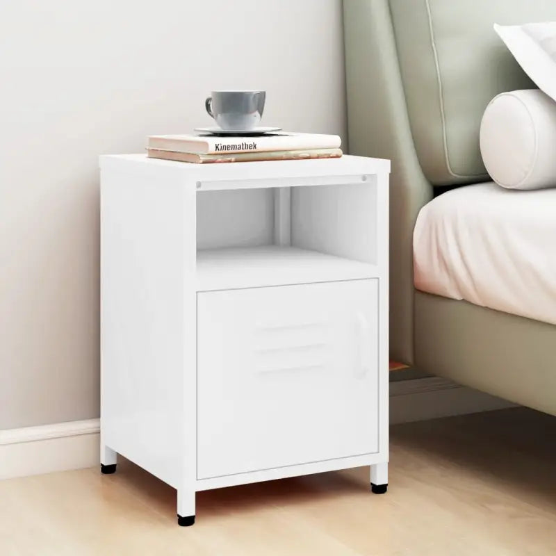 Moderne nachtkastjes met open schap van staal voor je interieur - Wit / 1 - Nachtkastjes