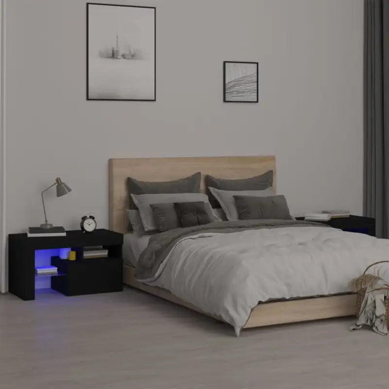 Moderne nachtkastjes met RGB LED-verlichting en elegante uitstraling - Zwart / 1 - Nachtkastjes