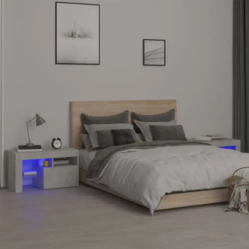 Moderne nachtkastjes met RGB LED-verlichting en elegante uitstraling - Betongrijs / 1 - Nachtkastjes
