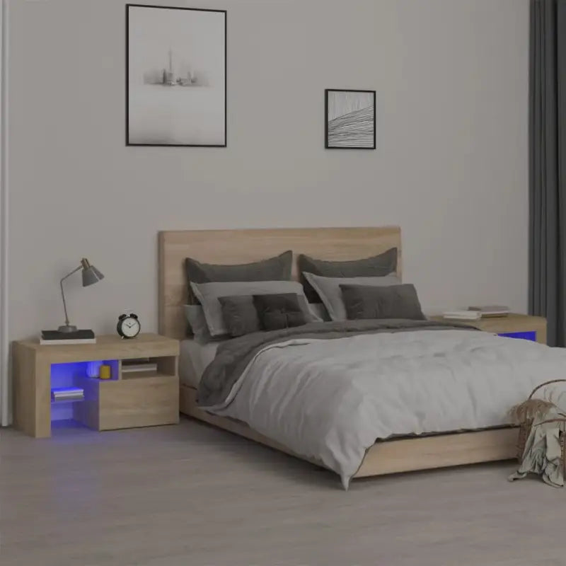 Moderne nachtkastjes met RGB LED-verlichting en elegante uitstraling - Sonoma eiken / 1 - Nachtkastjes