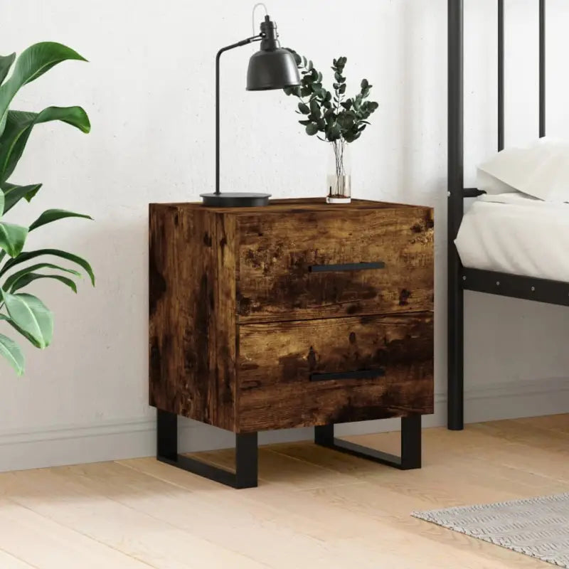 Moderne nachtkastjes van bewerkt hout met duurzame en stevige afwerking - Gerookt eiken / 1 - Nachtkastjes