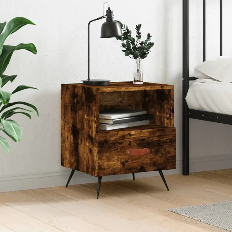 Moderne Nachtkastjes van bewerkt hout met duurzame finish - Gerookt eiken / 1 - Nachtkastjes