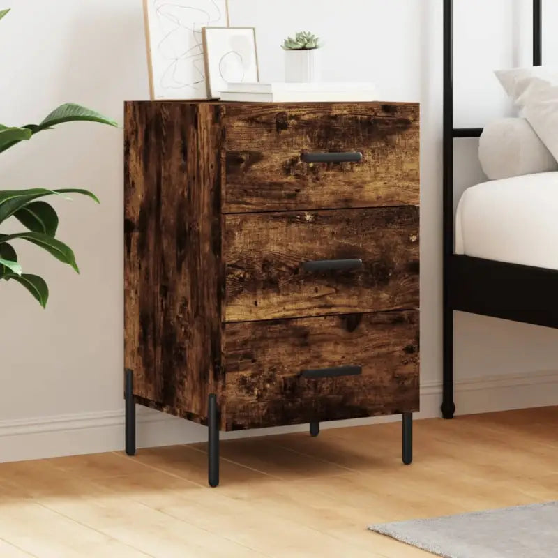 Moderne nachtkastjes van bewerkt hout voor een eigentijdse uitstraling - Gerookt eiken / 1 - Nachtkastjes