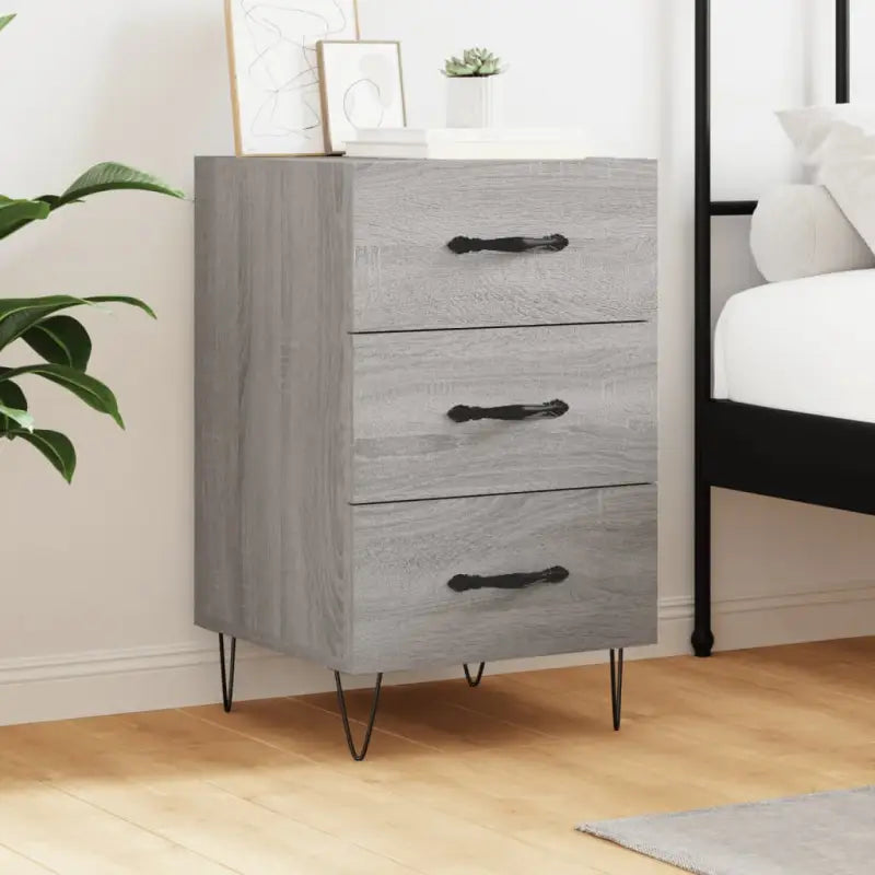 Moderne nachtkastjes van bewerkt hout voor een stijlvolle inrichting - Grijs sonoma / 1 - Nachtkastjes