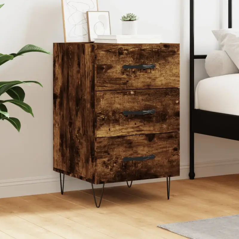 Moderne nachtkastjes van bewerkt hout voor een stijlvolle inrichting - Gerookt eiken / 1 - Nachtkastjes