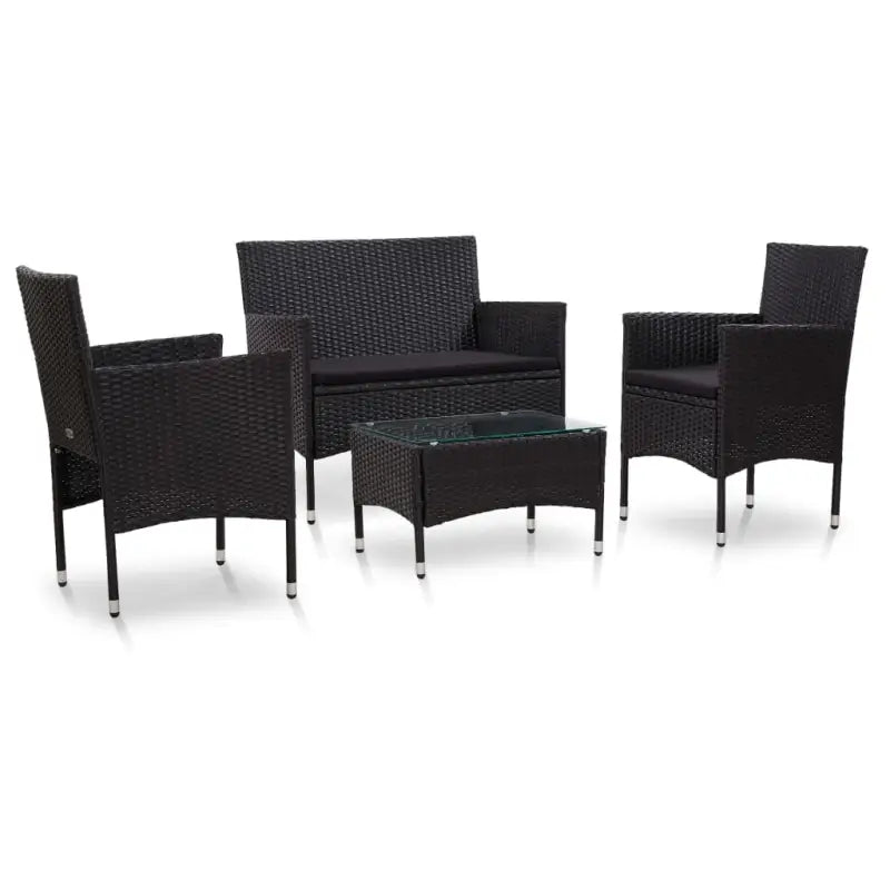 Moderne PE Rattan Tuinmeubelset voor Buitenruimte - Zwart - Tuinsets