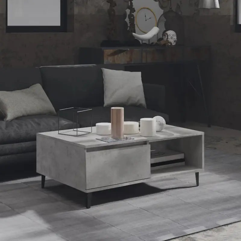 Moderne salontafel in grijs sonoma bewerkt hout met opbergshulp - Betongrijs / 1 - Salontafels