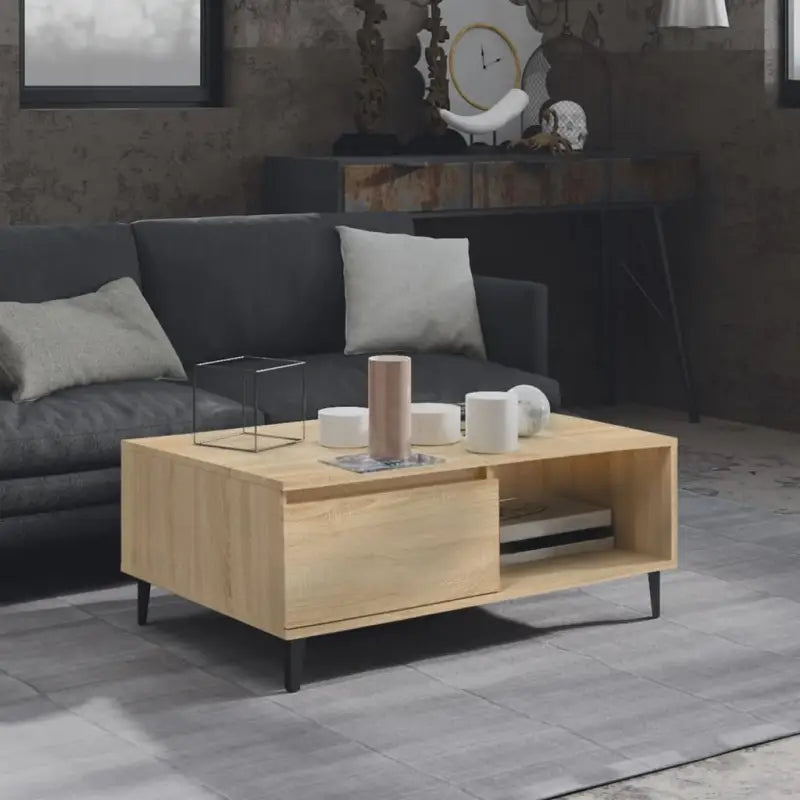 Moderne salontafel in grijs sonoma bewerkt hout met opbergshulp - Sonoma eiken / 1 - Salontafels